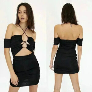 Free People Third Form Look Through Off Shoulder Mini Dress Size 8 NWT $240